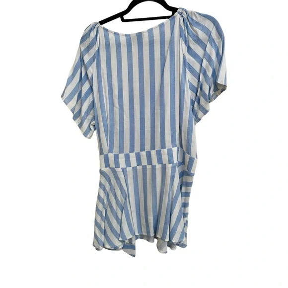 City Chic Light Blue Striped Flowy Blouse - Picture 3 of 3